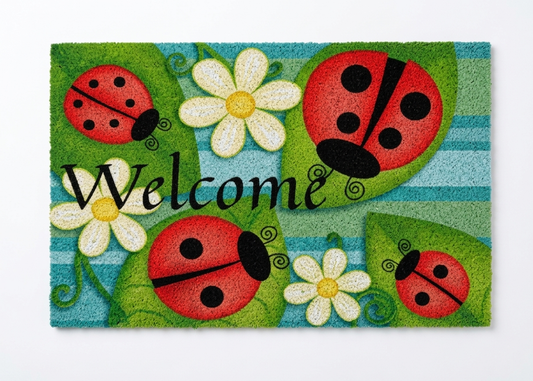 Caratterizzato dalla scritta "Welcome" su uno sfondo a strisce azzurre, popolato da coccinelle e margherite bianche. Uno stile fresco e primaverile.