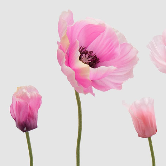 Dettaglio del papavero in silicone EDG nella variante colore fucsia