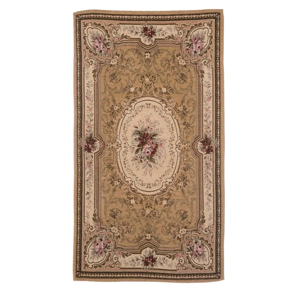 Tappeto floreale Elegant firmato Blanc Mariclo’ caratterizzato da un raffinato design classico con medaglione centrale e motivi botanici nei toni del beige, rosa antico e bordeaux. Un elegante complemento d'arredo rettangolare in perfetto stile shabby chic, ideale per decorare con un tocco romantico il soggiorno o la camera da letto.