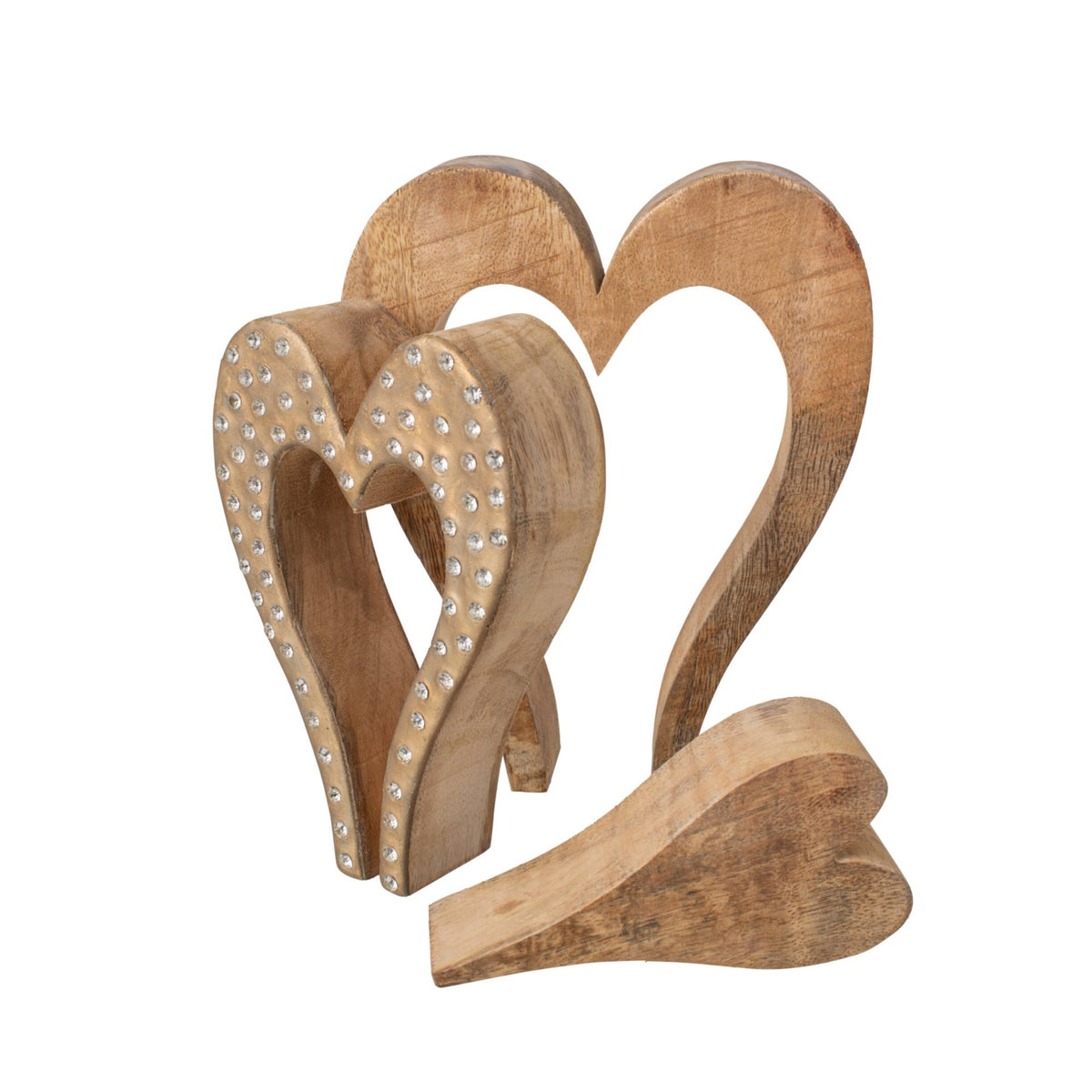 Cuore in Legno Naturale con Strass