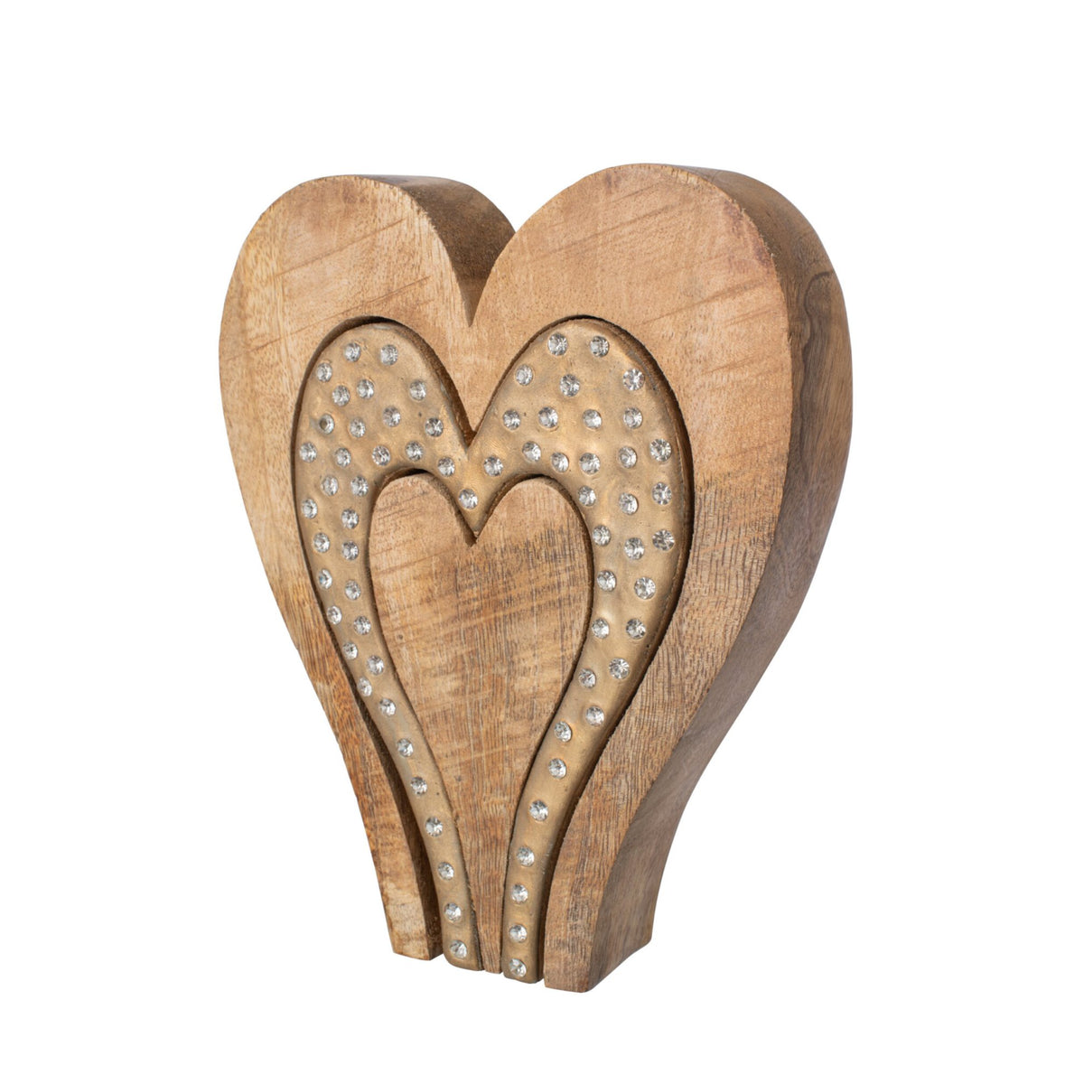Cuore in Legno Naturale con Strass