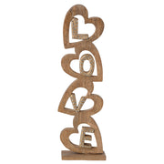 Cuore LOVE in Legno Naturale con Strass