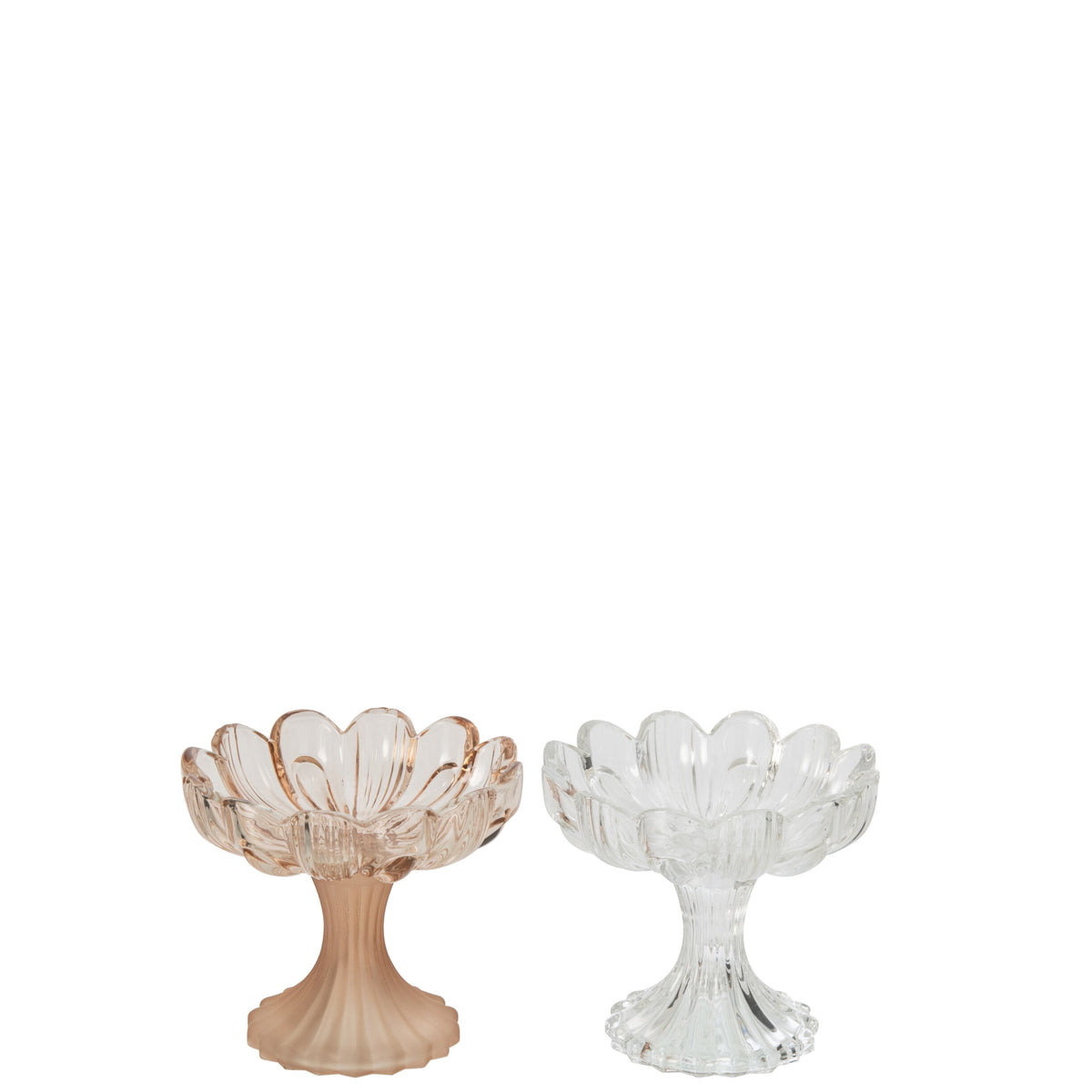 Porta Tea Light con Piattino Fiore in Vetro, Assortito
