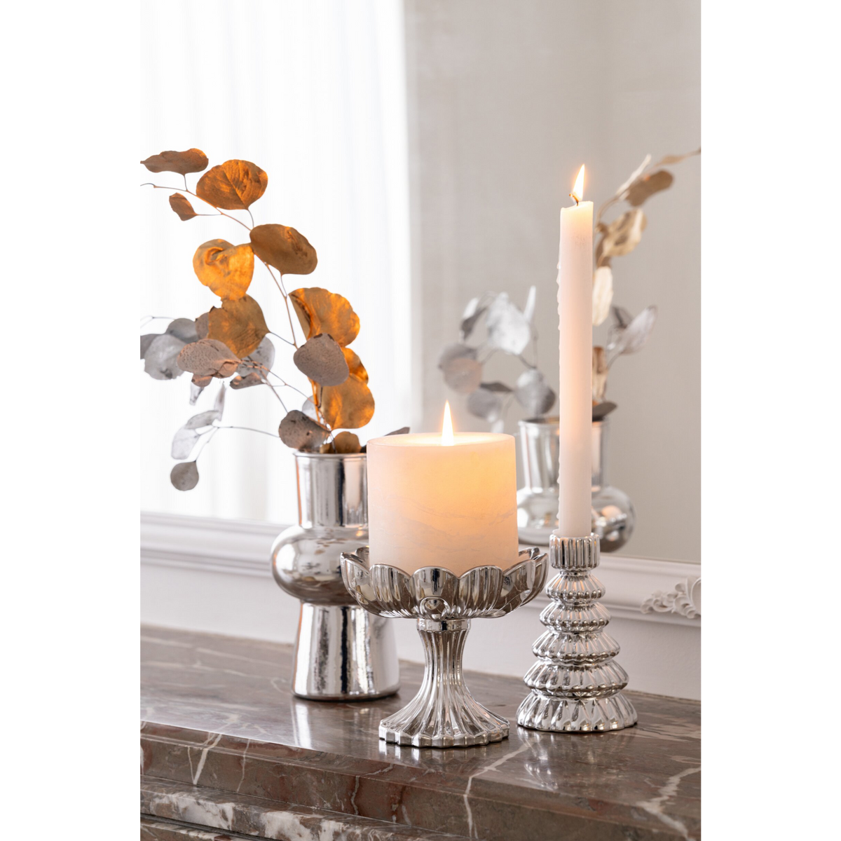 Porta Tea Light Piattino Fiore in Vetro, Assortito