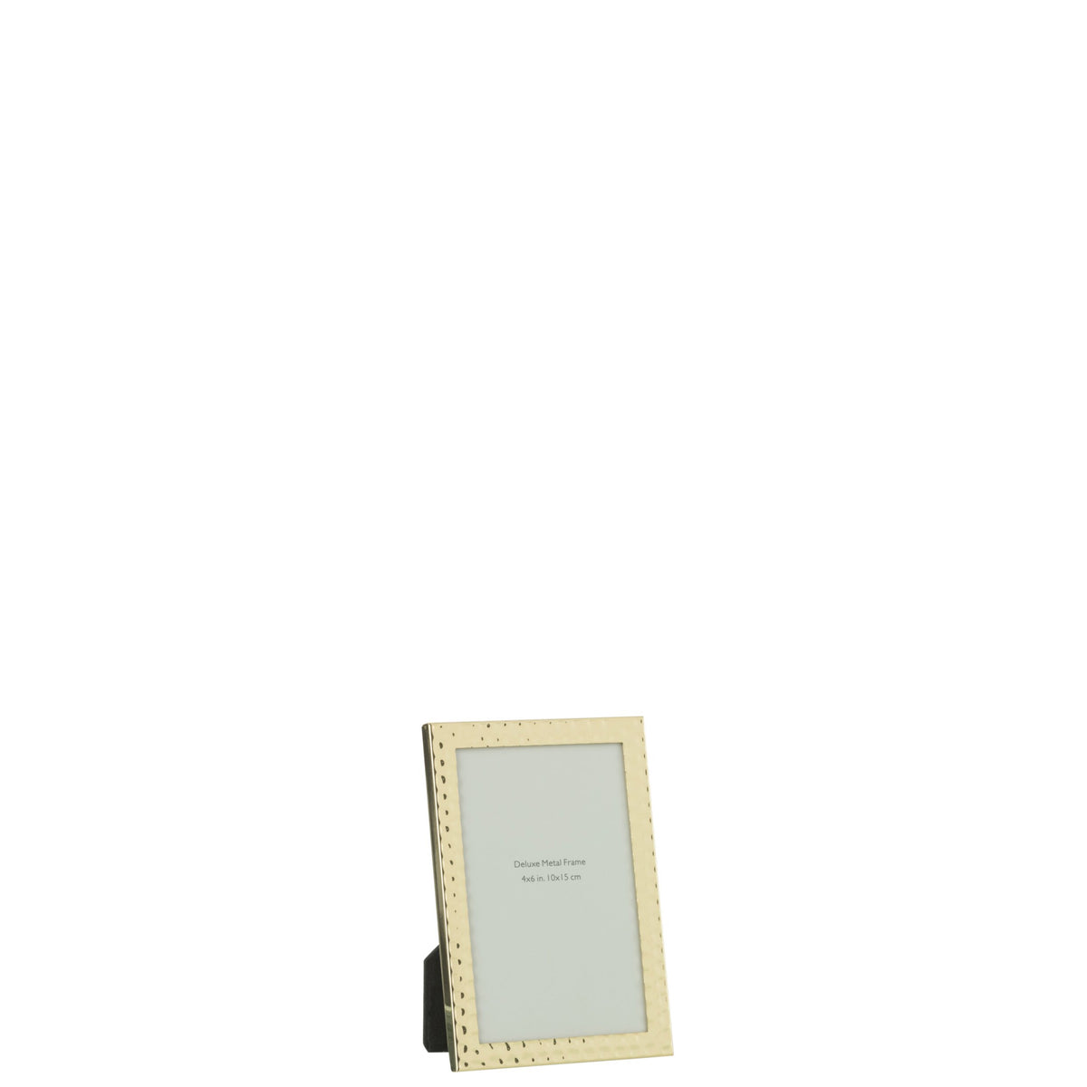 Portafoto piccolo jolipa con bordo in metallo oro martellato, adatto a foto 10x15 cm. Cornice da appoggio dal design elegante con supporto posteriore, ideale per l'arredamento della casa.