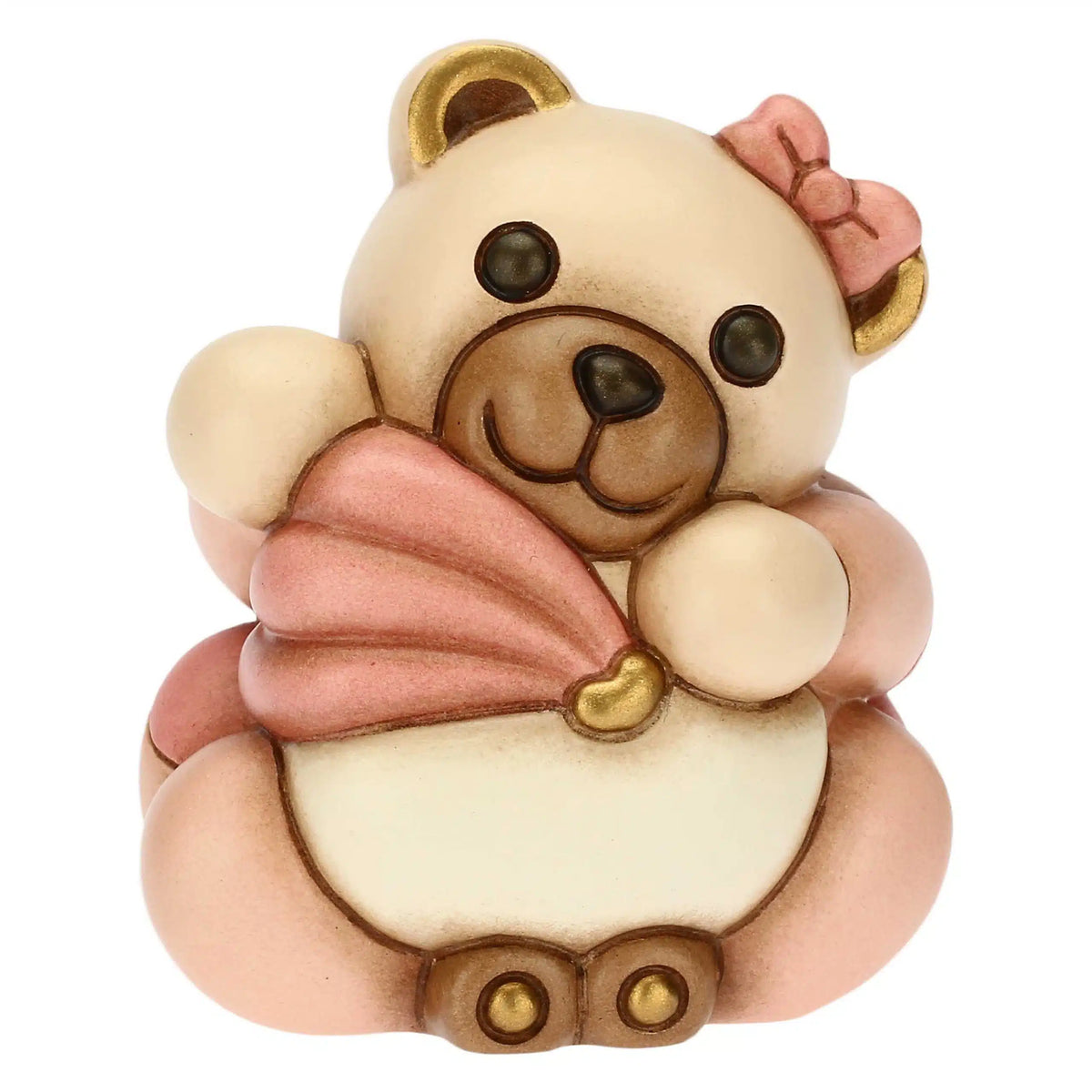 Teddy con Culla Rosa in Ceramica, Lei
