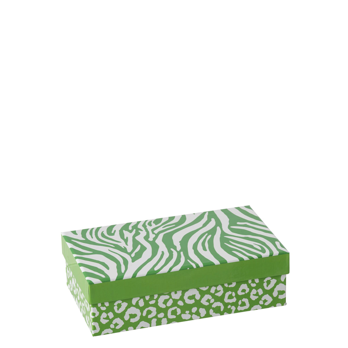 Set di due tazzine per caffè e piattino coordinato con fantasie animalier verdi su sfondo bianco. Set in ceramica ideale per l'home décor o come idea regalo