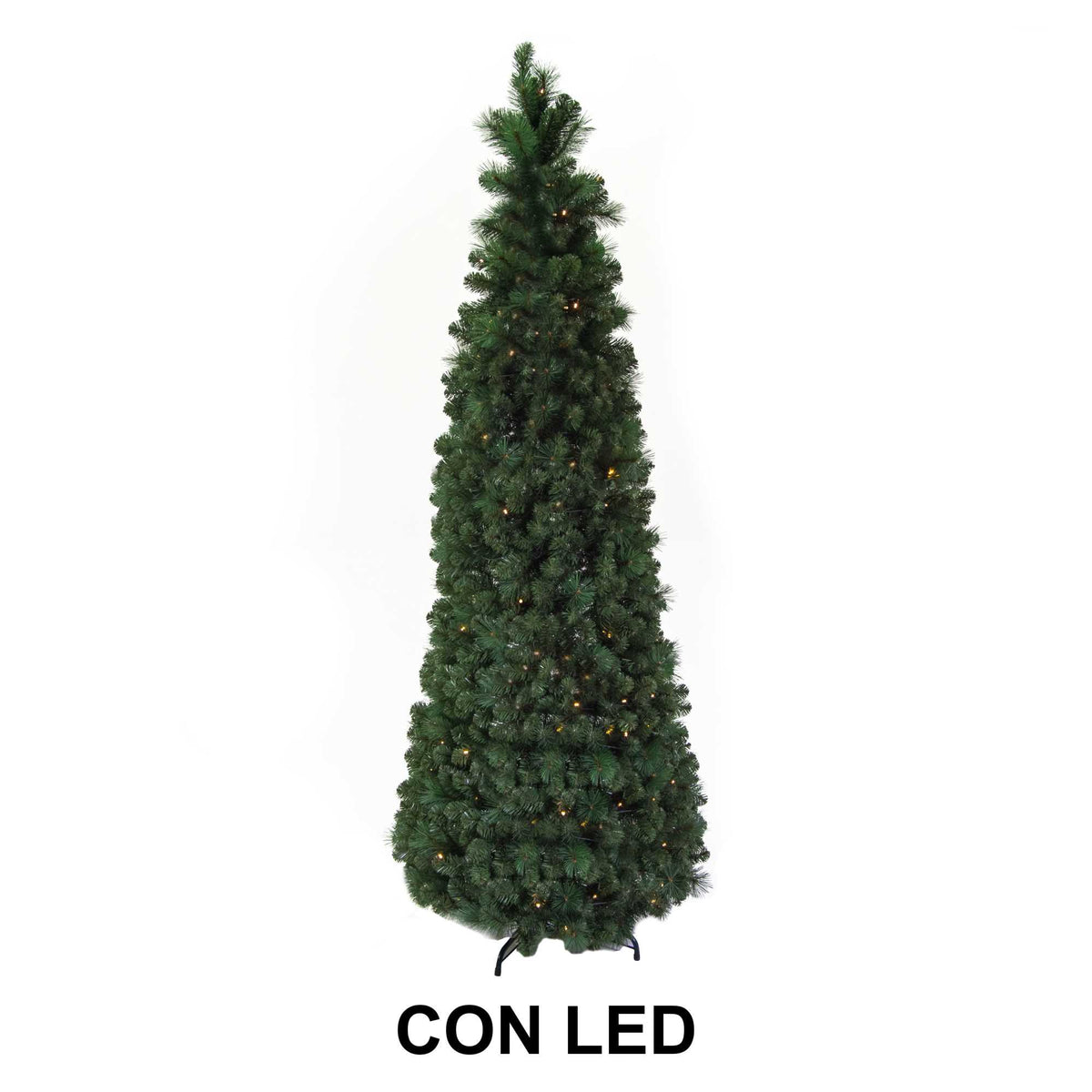 Albero Pieghevole Verde con Led Slanciato