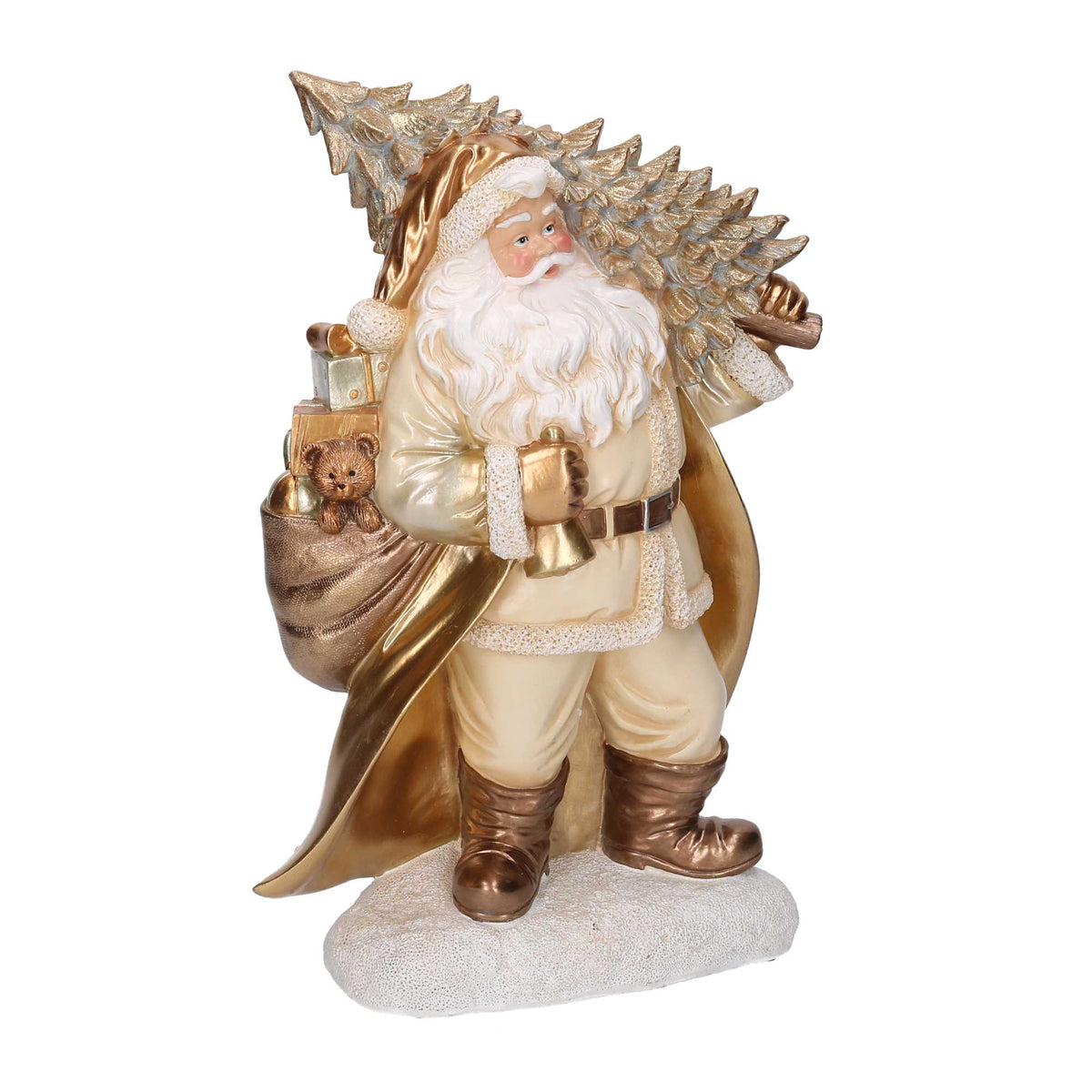 Babbo Natale in Resina con Albero, Oro
