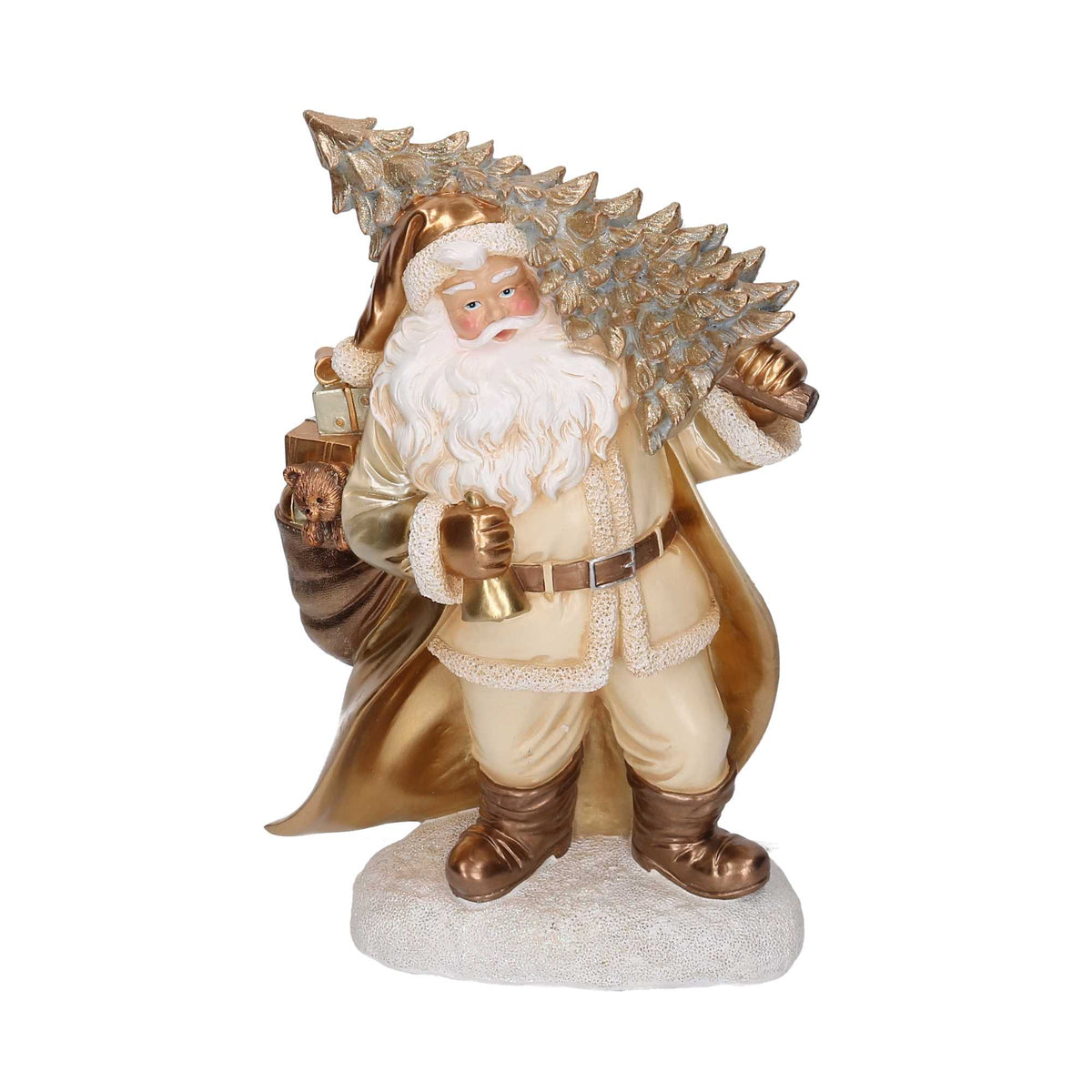 Babbo Natale in Resina con Albero, Oro
