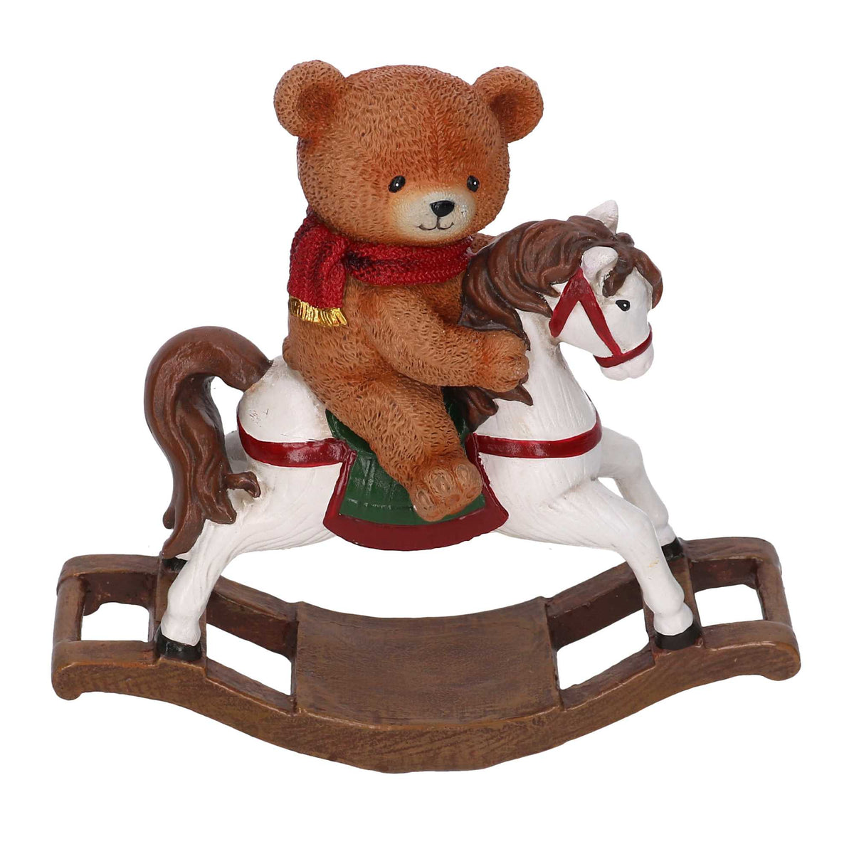 Orso in Resina su Cavallo a Dondolo