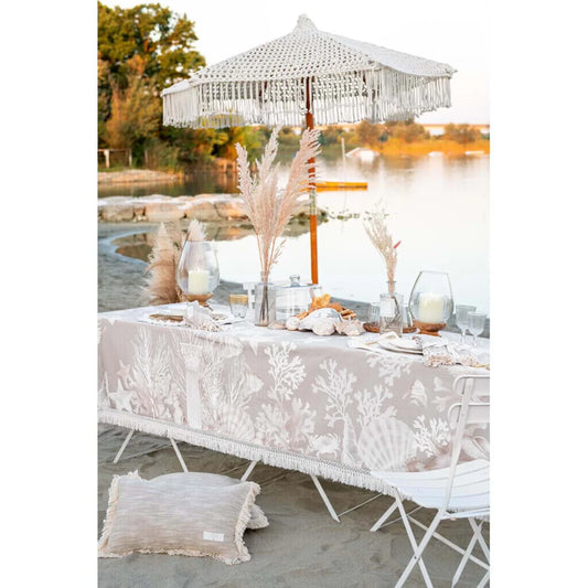 Tovaglia in cotone con frange "La Mer Onirique"