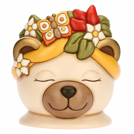 Cachepot Tina corona con peperoncini e farfalla Leyla in ceramica, Grande