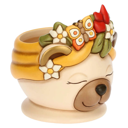 Cachepot Tina corona con peperoncini e farfalla Leyla in ceramica, Grande