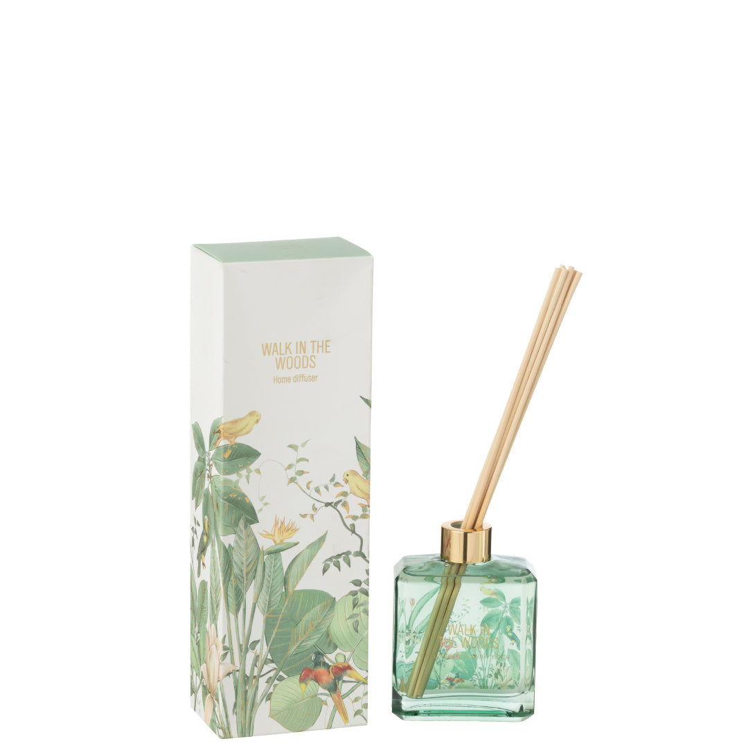 
Il Diffusore per Ambienti Walk in the Woods Jolipa è un raffinato set fragranza composto da una boccetta in vetro verde trasparente con bastoncini diffusori e una confezione decorata con uccellini esotici e lussureggianti foglie tropicali. Questa profumazione d'ambiente dal design naturale è perfetta per donare freschezza ai tuoi spazi o come elegante idea regalo per l'home decor.