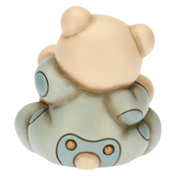 Teddy con Trenino Celeste in Ceramica, Lui