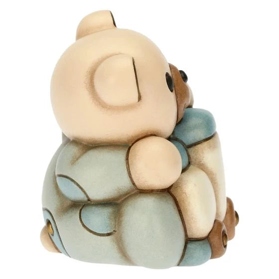 Teddy con Trenino Celeste in Ceramica, Lui