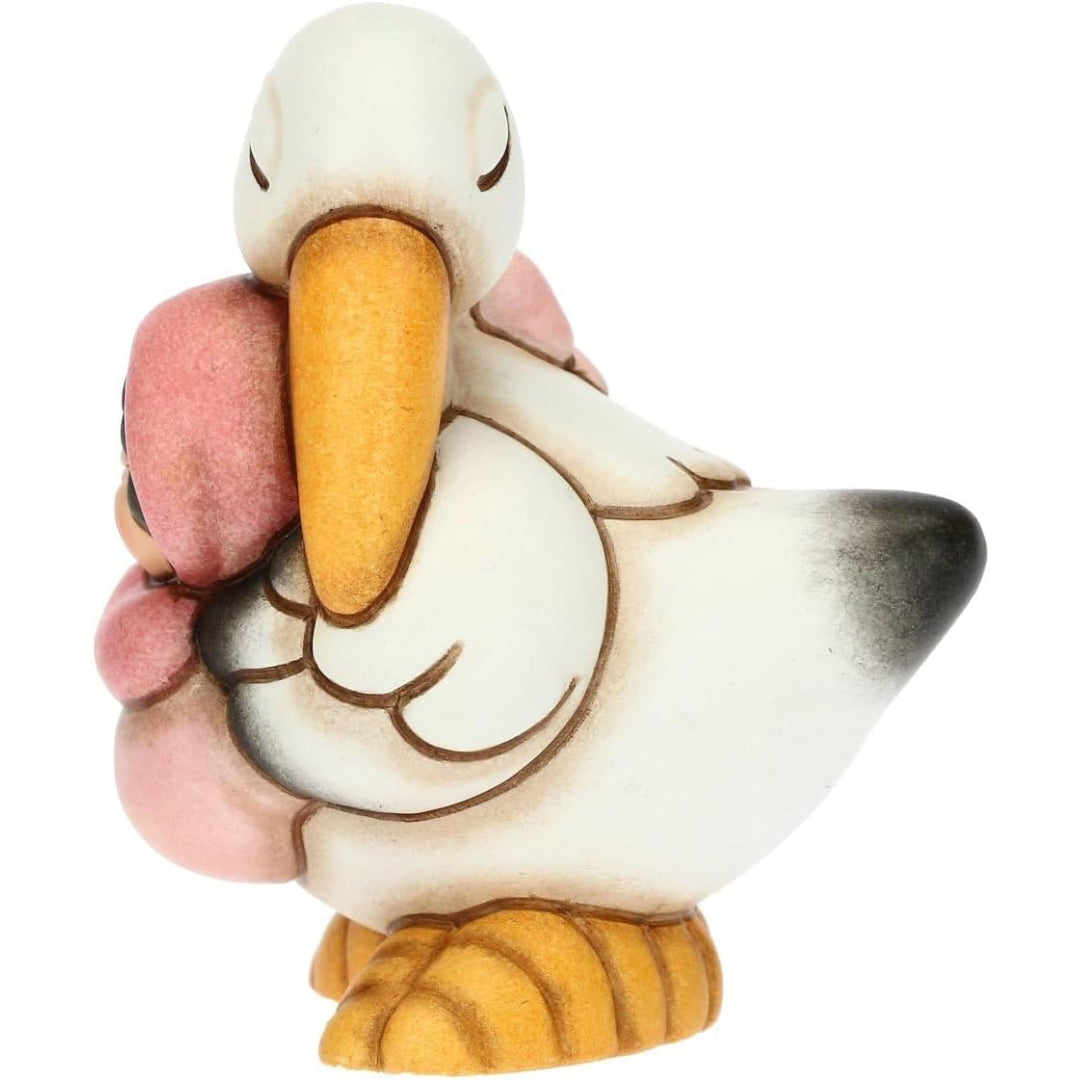 Dolce Cicogna che Porta una Bimba in Ceramica, Lei
