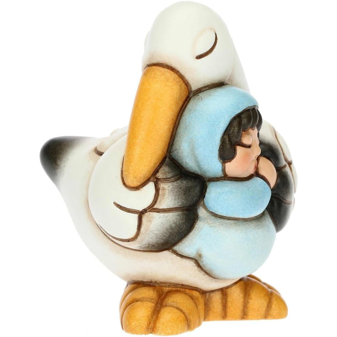 Dolce Cicogna che Porta un Bimbo in Ceramica, Lui