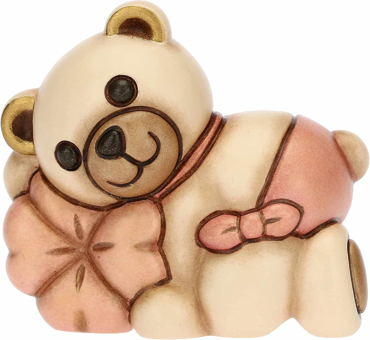 Teddy con Quadrifoglio e Pannolino in Ceramica, Lei