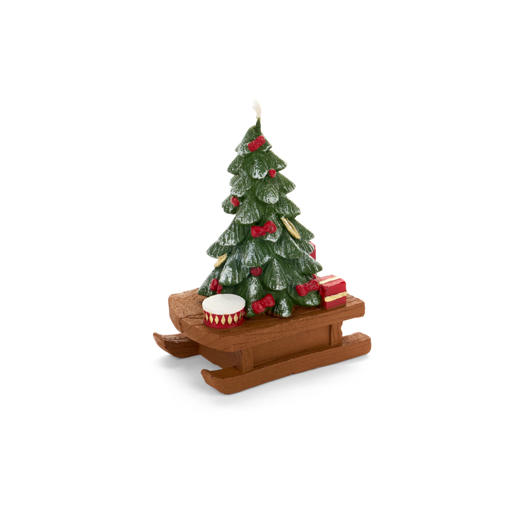 Candela in Paraffina Albero di Natale su Slitta "Vintage Toys"