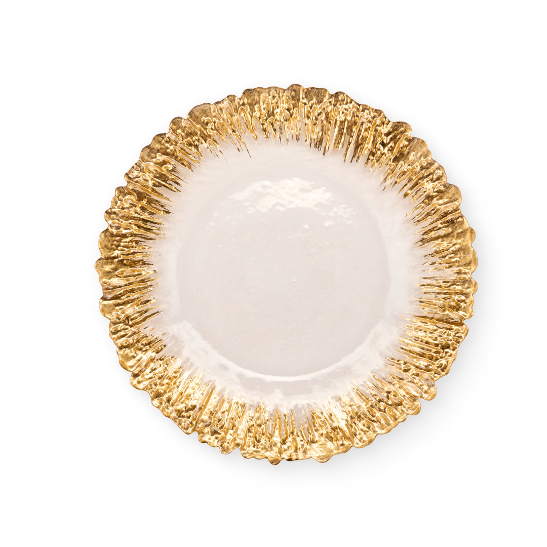 Sottopiatto in Vetro con Bordo Frastagliato Oro "Silent Gold"