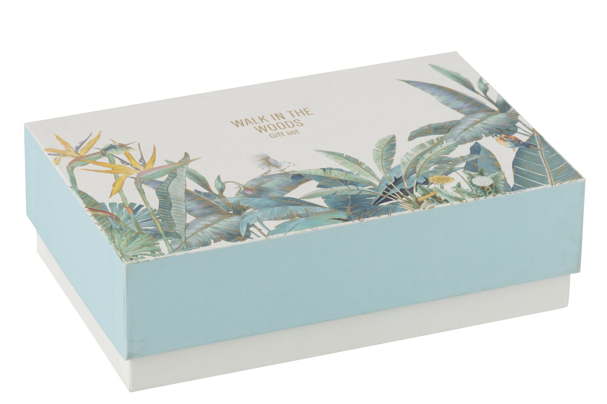 Il Set Regalo Candela e Diffusore Walk in the Woods Jolipa è un raffinato kit fragranza composto da una candela profumata e un diffusore con bastoncini in eleganti contenitori di vetro azzurro. La profumazione legnosa Woody Blush e la confezione decorata con uccellini e piante tropicali rendono questo set un perfetto complemento d'arredo o un'esclusiva idea regalo per la casa.