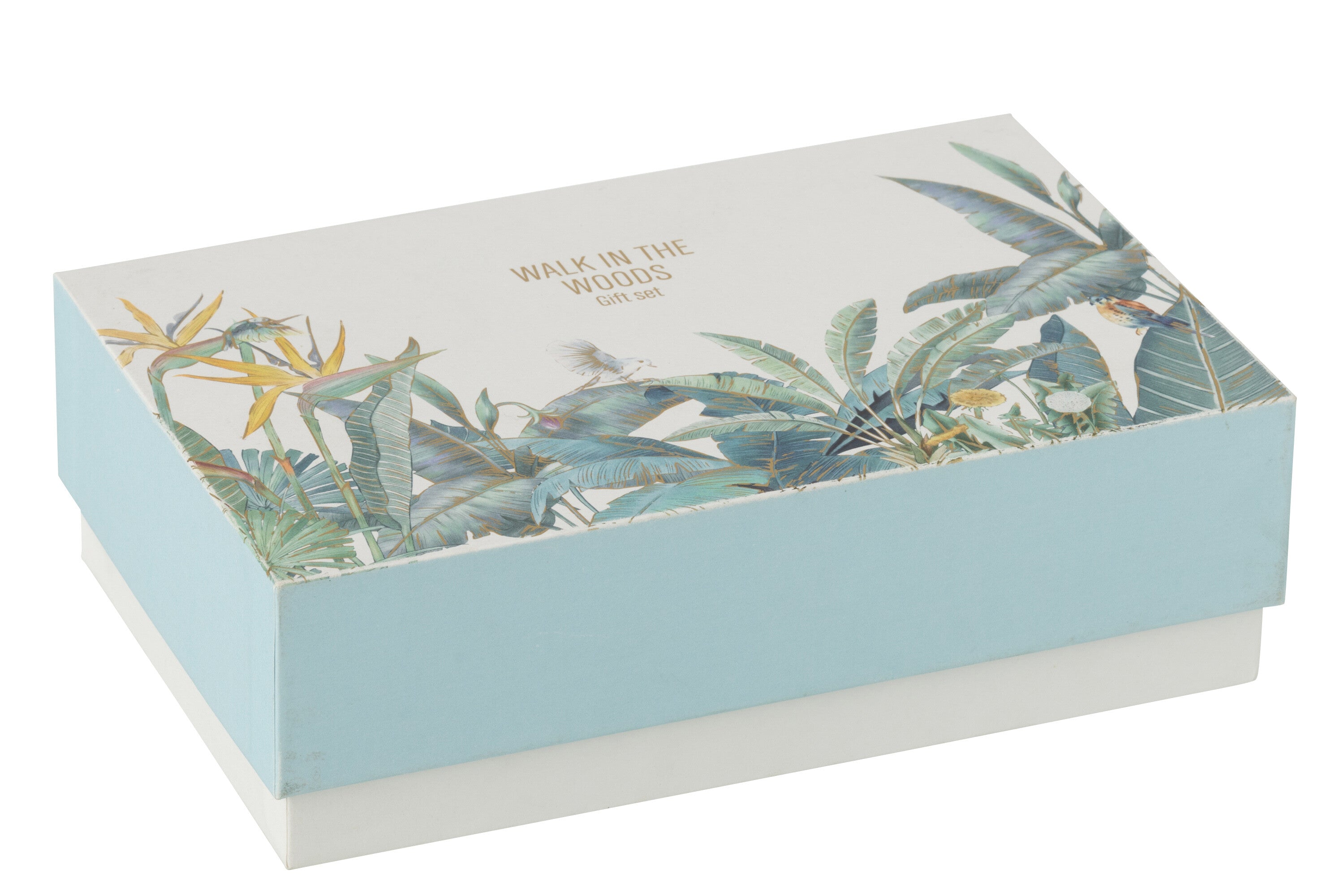 Il Set Regalo Candela e Diffusore Walk in the Woods Jolipa è un raffinato kit fragranza composto da una candela profumata e un diffusore con bastoncini in eleganti contenitori di vetro azzurro. La profumazione legnosa Woody Blush e la confezione decorata con uccellini e piante tropicali rendono questo set un perfetto complemento d'arredo o un'esclusiva idea regalo per la casa.