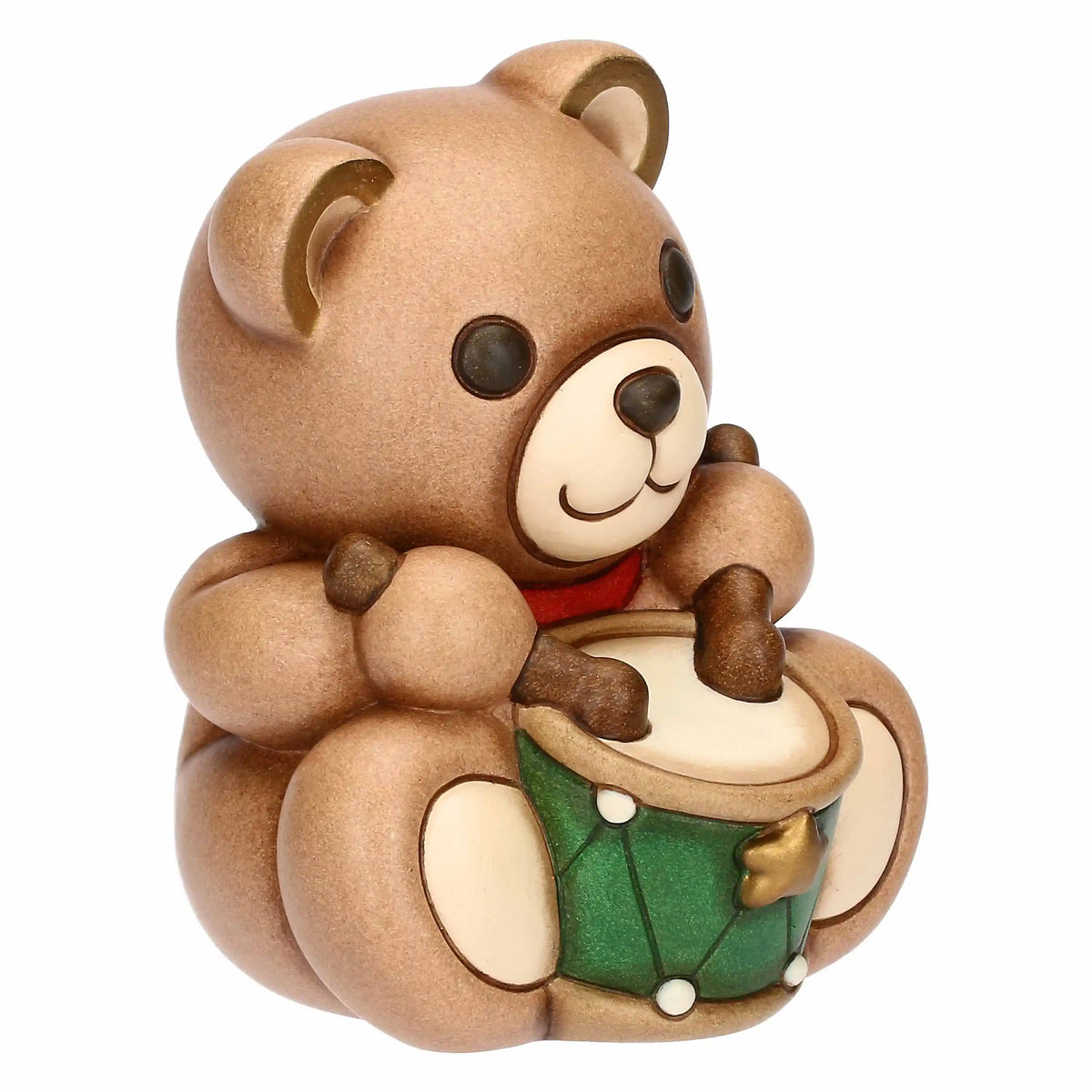 Teddy Natale con Tamburo in Ceramica, Medio