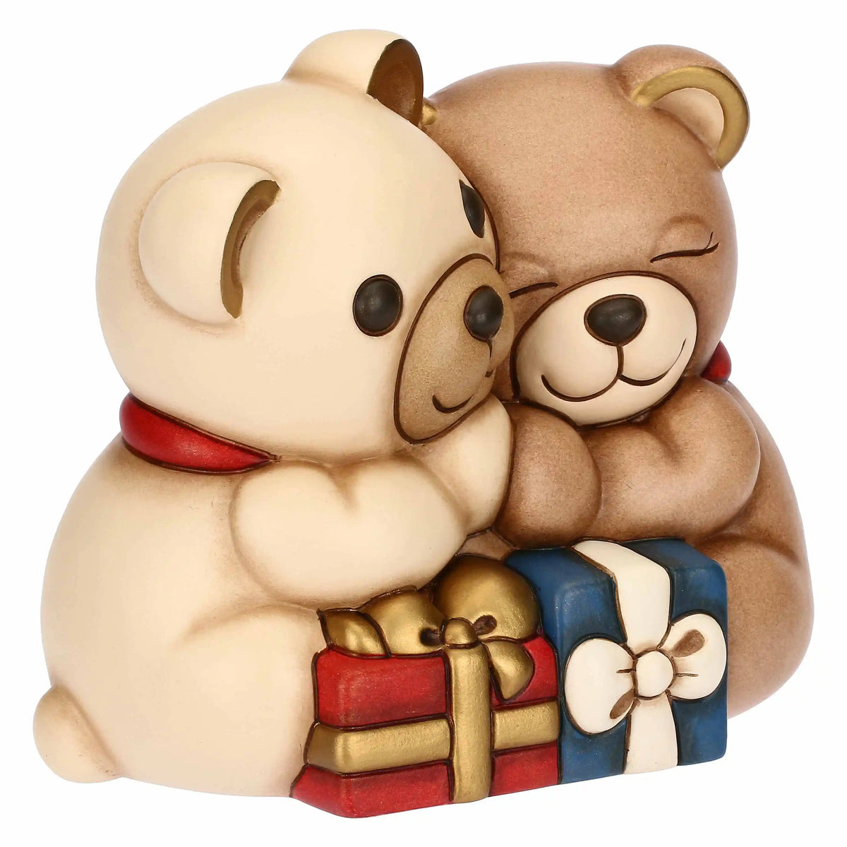 Coppia Teddy Natale con Regali in Ceramica