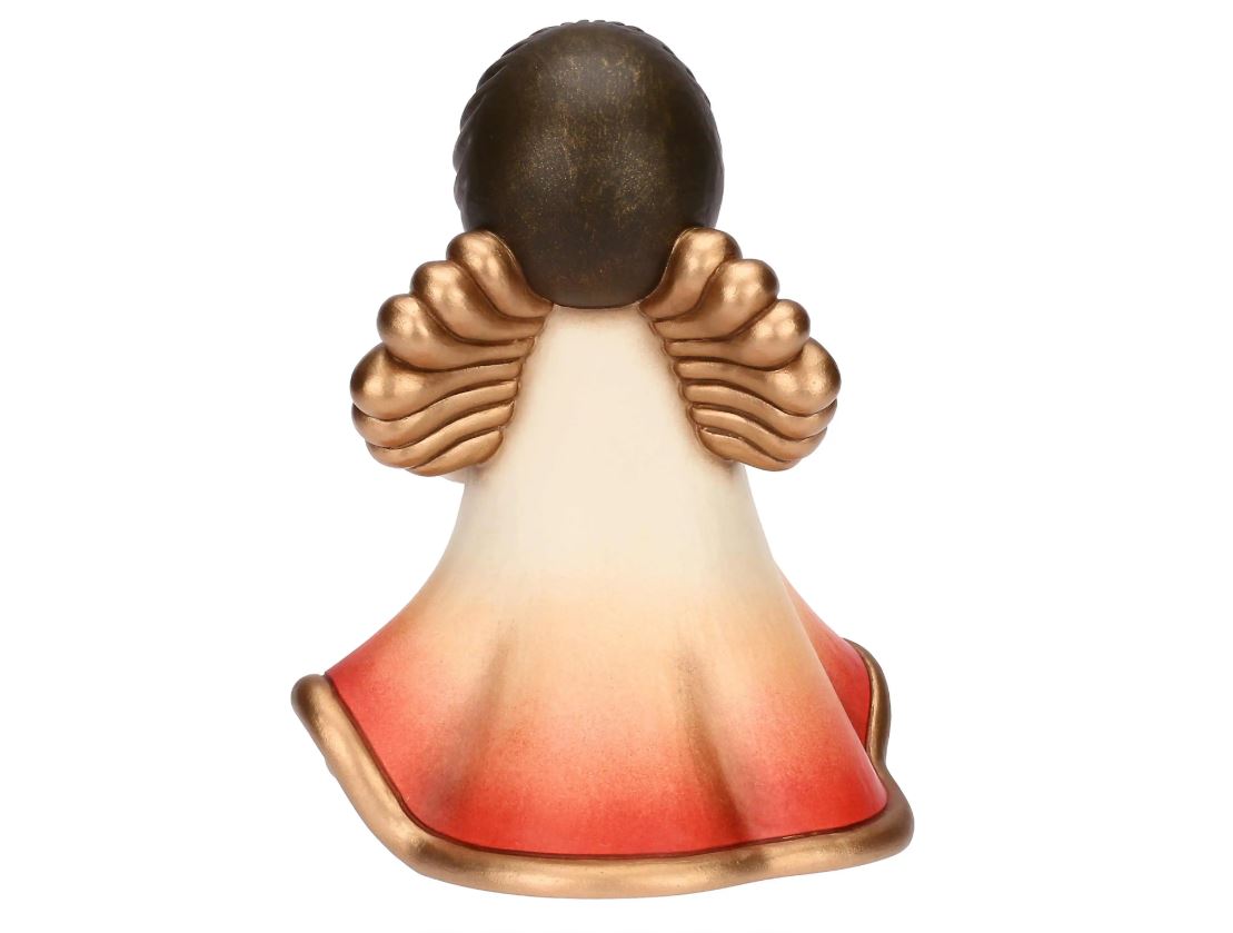 Retro dell'Angelo Gemma Limited Edition, evidenziando la lavorazione artigianale delle ali piumate e la continuità dei decori floreali tipici dello stile Thun.