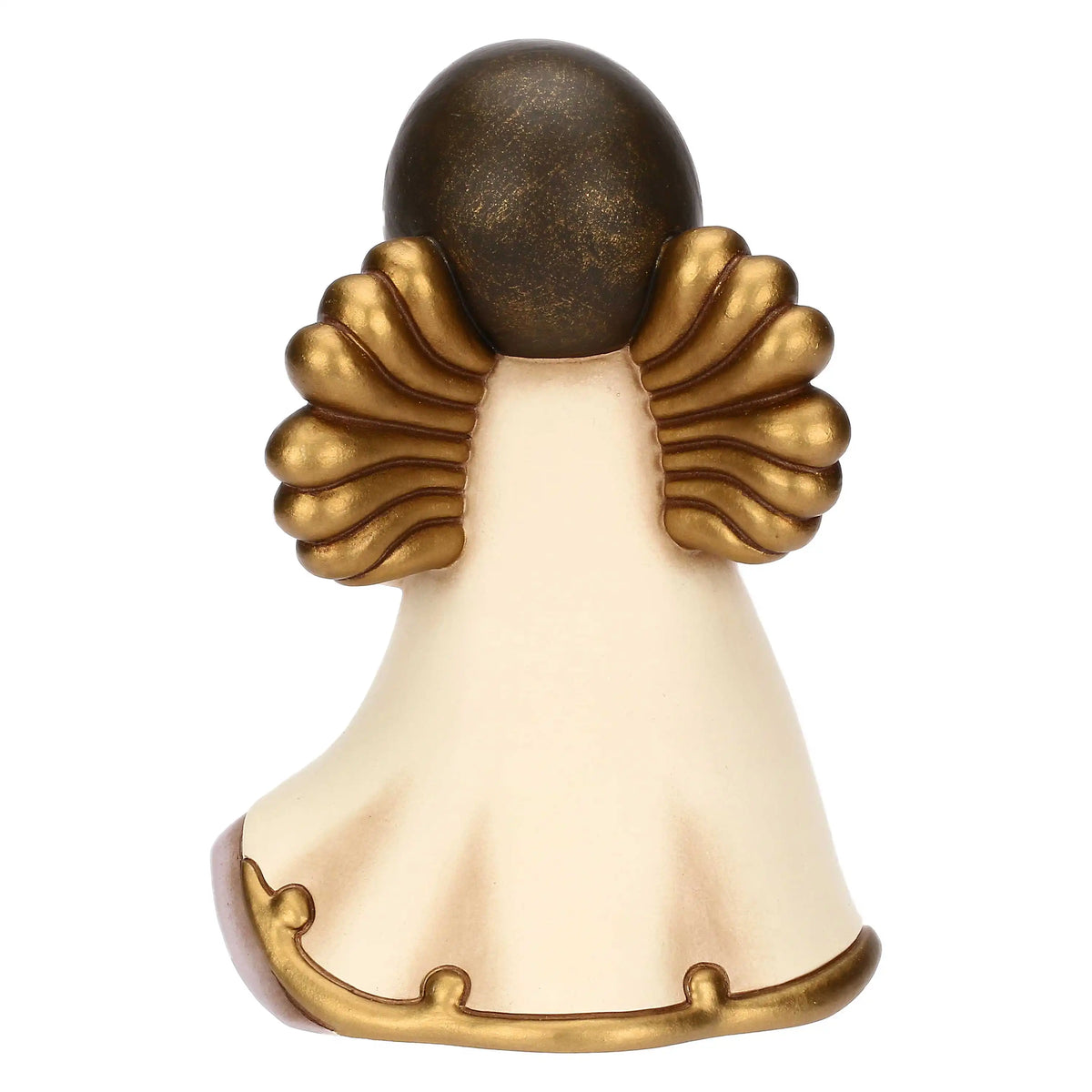 Statuina in ceramica THUN raffigurante un angelo con tunica viola che regge un fiore, edizione limitata per la Festa della Mamma.