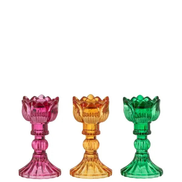 Portacandela Tulipano in Vetro Colorato Assortiti