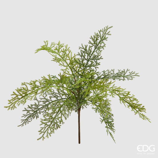 Cespuglio artificiale di felce EDG Enzo de Gasperi con foglie variegate verde scuro e chiaro. Fogliame realistico dal design slanciato, ideale per composizioni floreali e vasi d'arredo.