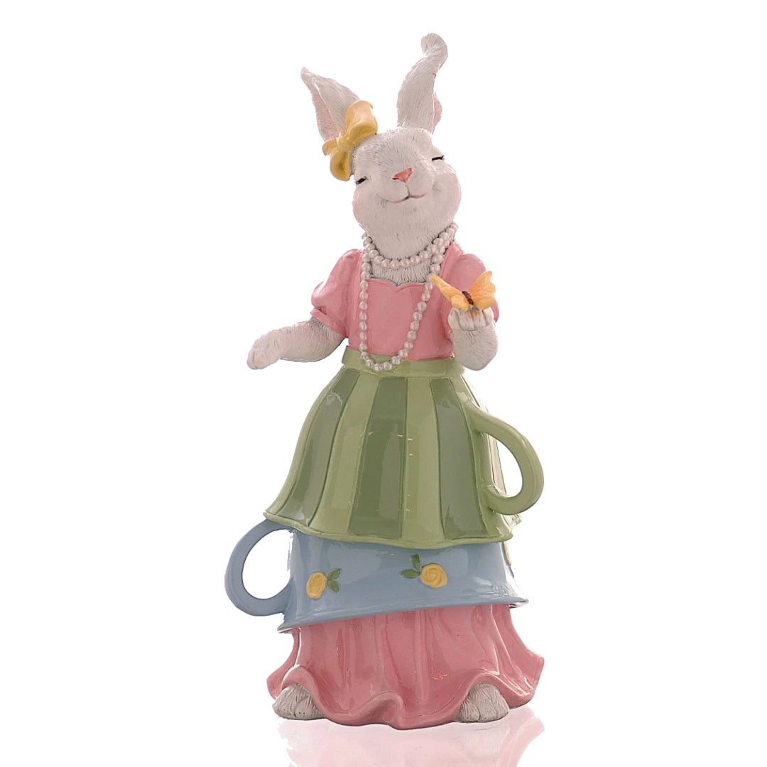 Coniglio Bianco con Vestito Rosa e Balze-Tazze