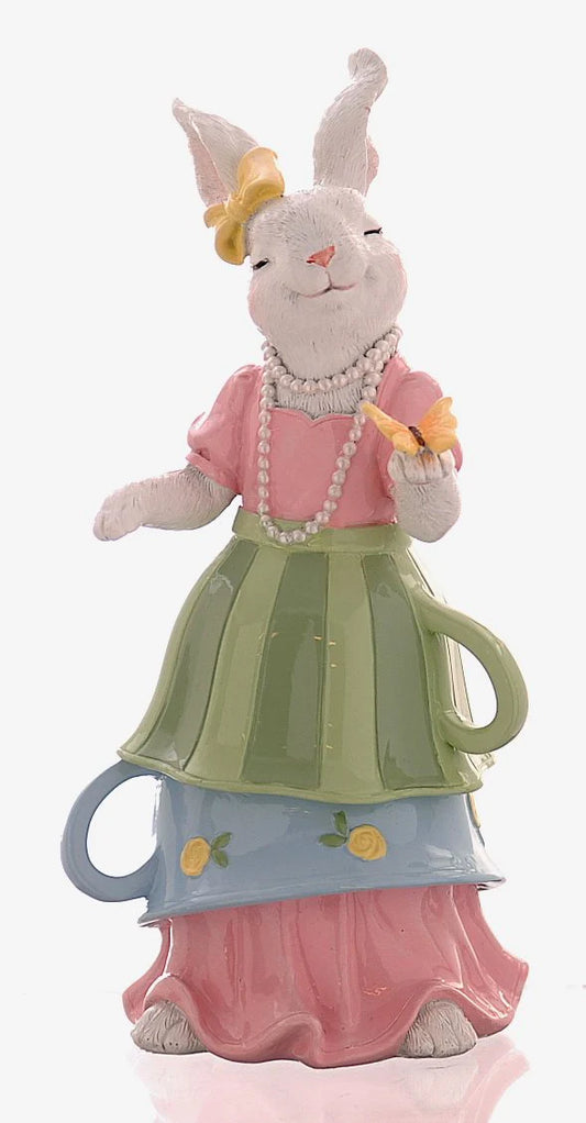 Coniglio Bianco con Vestito Rosa e Balze-Tazze
