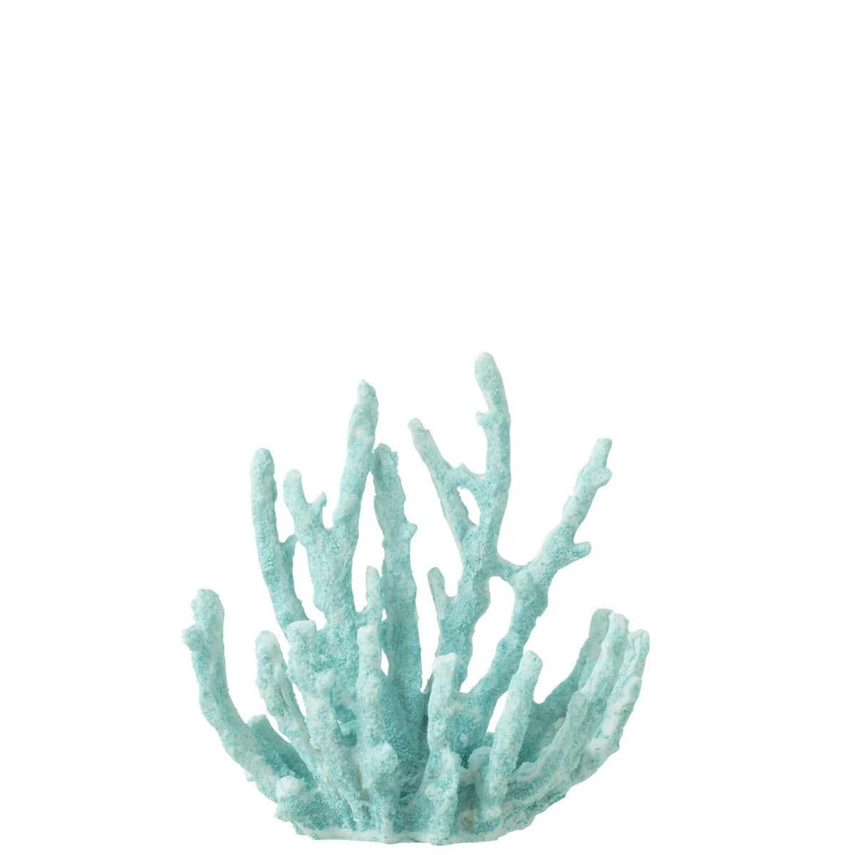 Corallo in resina azzurro della linea "Oceano Azul" di Jolipa, una decorazione elegante di piccole dimensioni ideale per completare un arredamento in stile marinaro o coastal. L'oggetto ornamentale riproduce fedelmente le ramificazioni naturali del corallo marino ed è fotografato su uno sfondo bianco pulito.