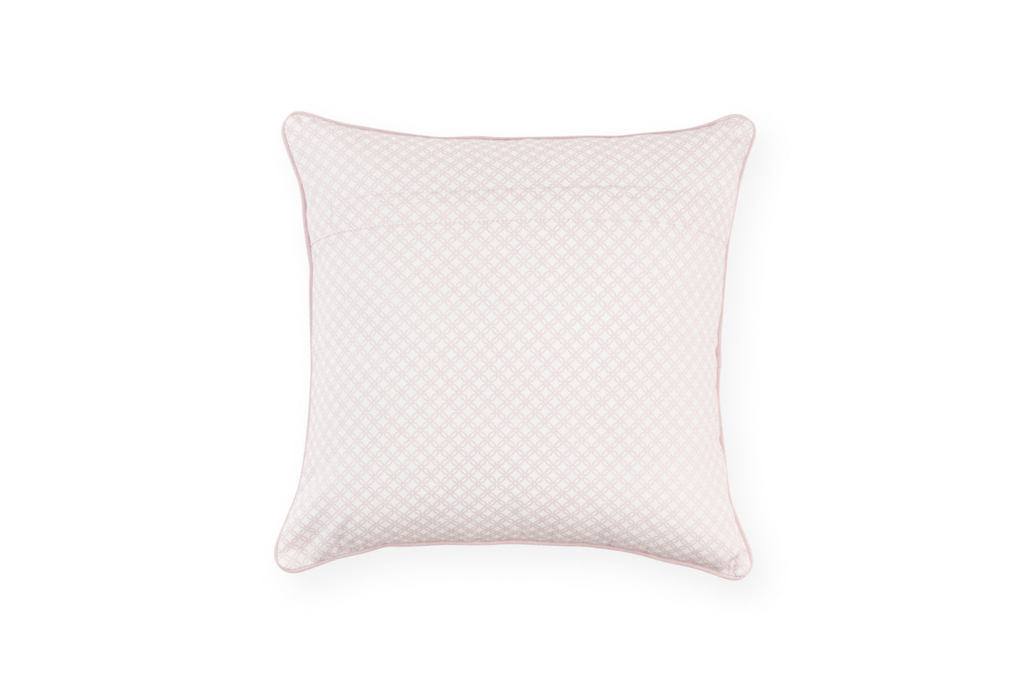 Cuscini Nuvole di Stoffa con stampa primaverile a quadretti e cornice rosa cipria. 