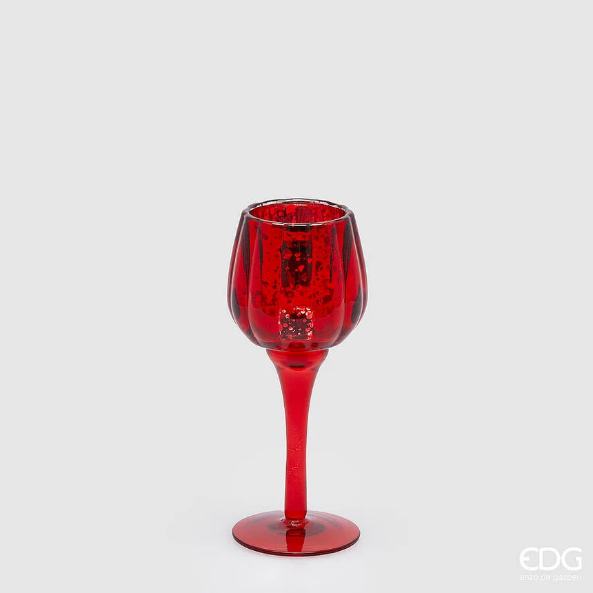 Candelabro a Calice in Vetro Rosso, Piccolo