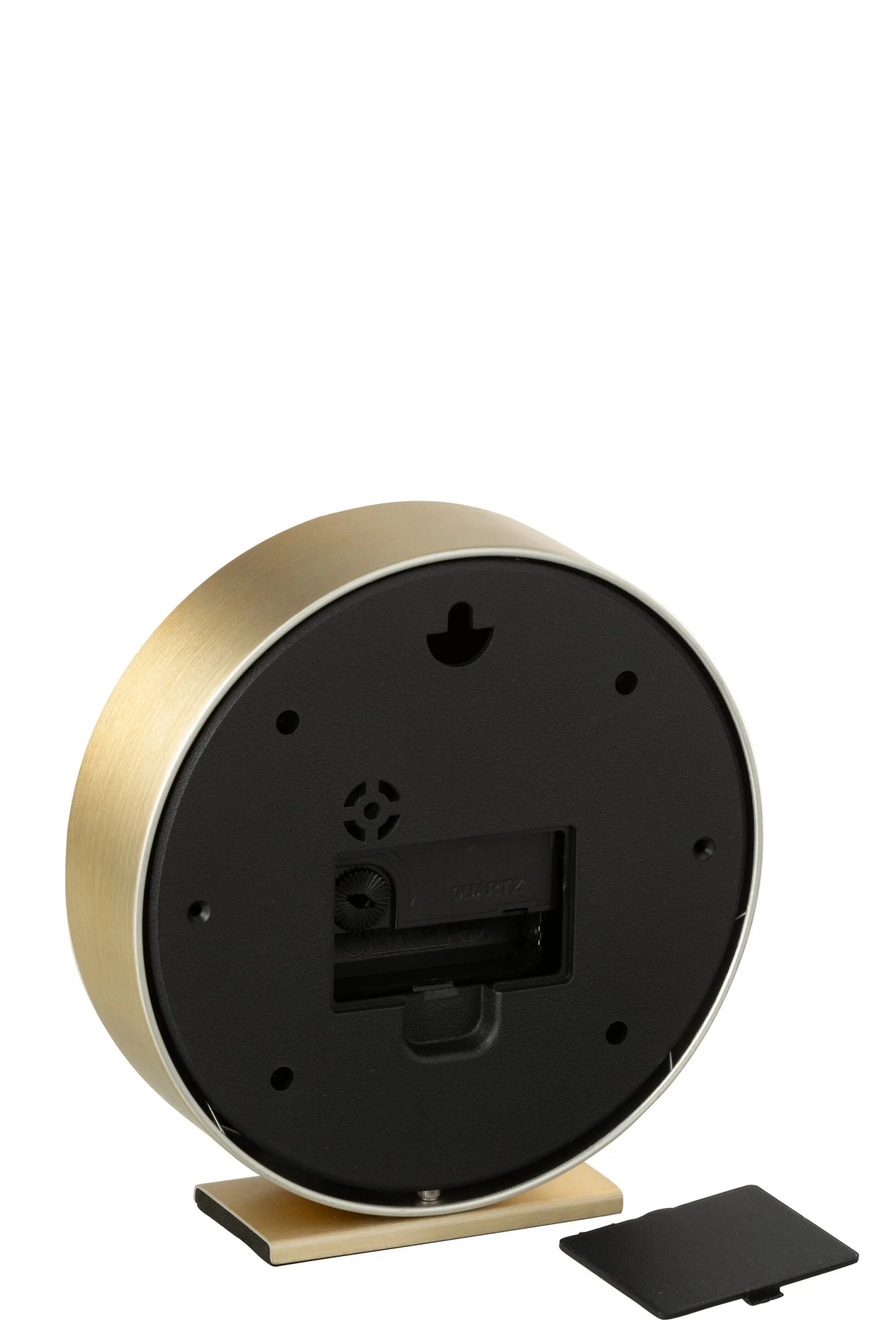 Orologi da tavolo assortiti con struttura in metallo color oro firmati Jolipa, caratterizzati da un elegante quadrante rotondo decorato con un planisfero dorato e lancette sottili abbinate. Disponibili nelle varianti con sfondo nero o bianco, questi orologi decorativi di design su base rettangolare rappresentano un complemento d'arredo moderno e sofisticato ideale per l'ufficio o il soggiorno.