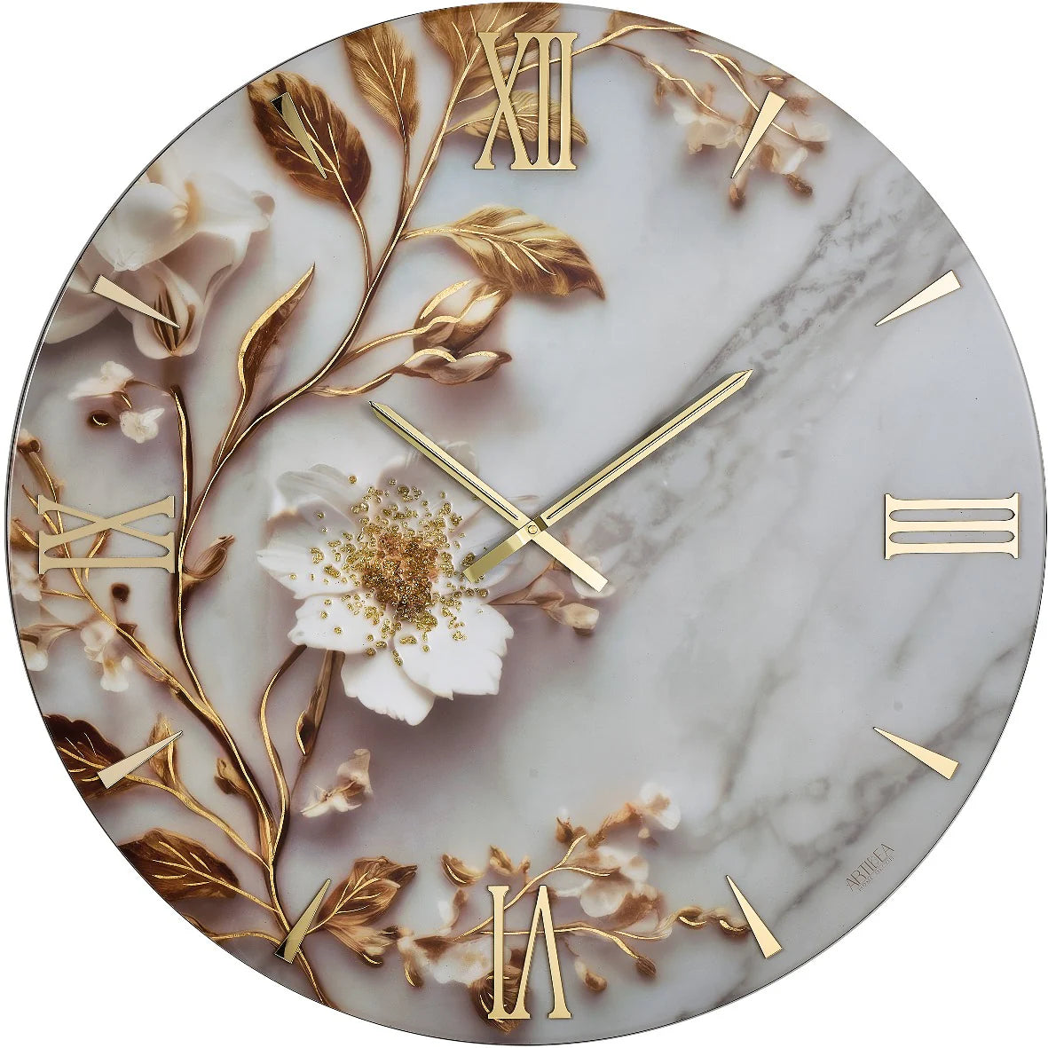 L'orologio "Iris" di Artidea rappresenta una sintesi perfetta tra l'eleganza classica del marmo e la delicatezza del design floreale moderno. Questa versione resinata trasforma un complemento d'arredo funzionale in una vera e propria opera d'arte da esposizione.