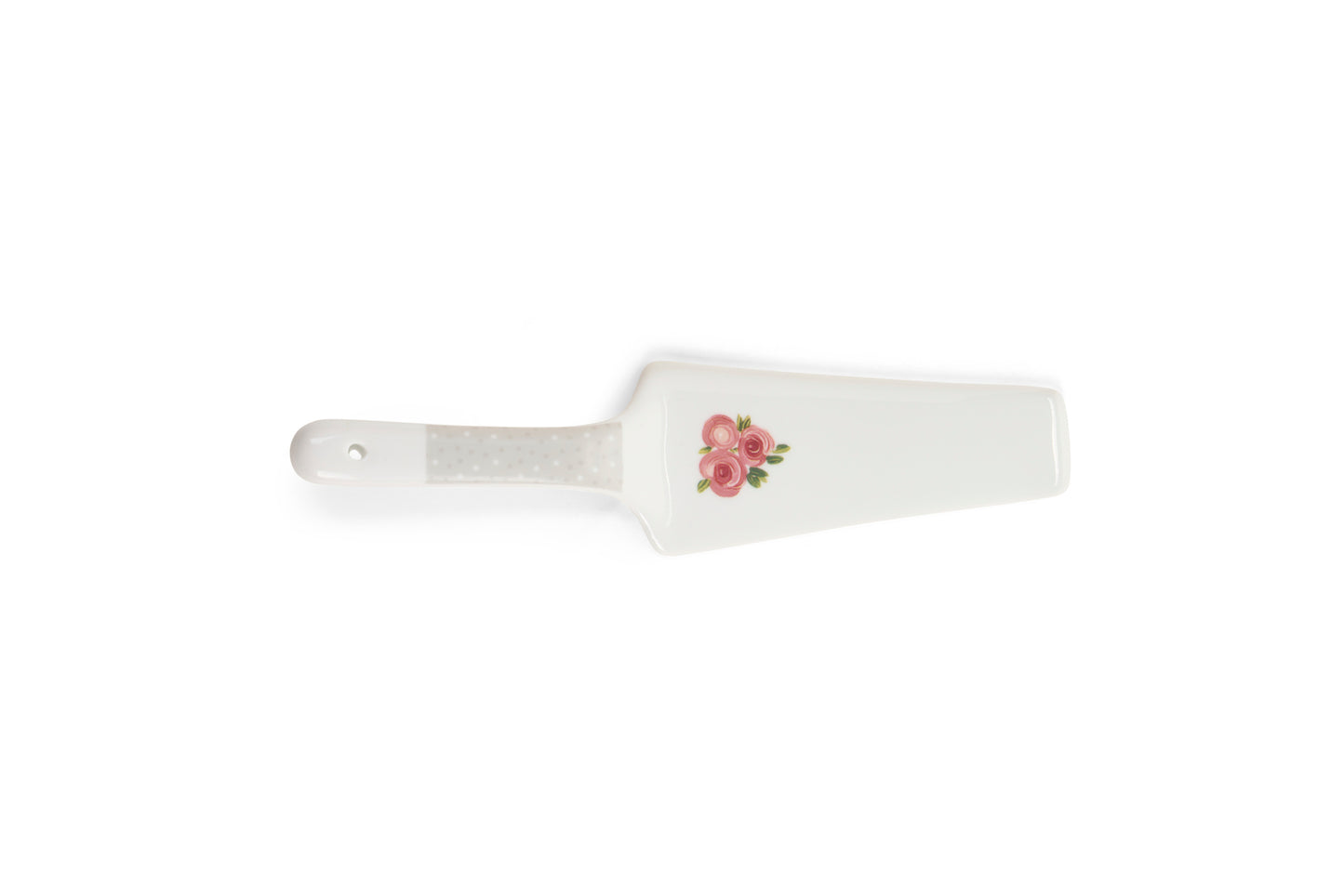 Set Piattino e paletta Nuvole di Stoffa linea Sweet Bear per Pasqua 2026. Medaglione centrale con orsetta e ghirlanda di rose e bordi a righe sottili. Decorazione tenera per cameretta o tavola.