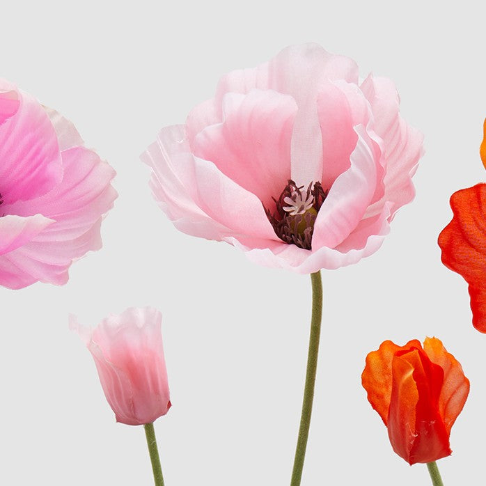 Dettaglio del papavero in silicone EDG nella variante colore rosa