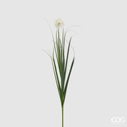 Ramo artificiale di festuca EDG Enzo de Gasperi con foglie variegate verde scuro e fiore crema. Fogliame realistico dal design slanciato, ideale per composizioni floreali e vasi d'arredo.