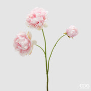 Ramoscello di peonia artificiale EDG Enzo de Gasperi in silicone. Fiori realistici e foglioline sul ramoscello scuro. La sua altezza di 67 cm lo rende ideale per decorazioni floreali durevoli e home decor importante.