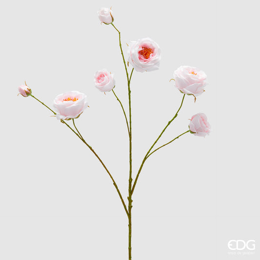 Ramo di rose rosa-chiaro artificiali EDG Enzo de Gasperi in silicone rosa con ramo verde. Fiori realistici ideali per decorazioni floreali durevoli e home decor.