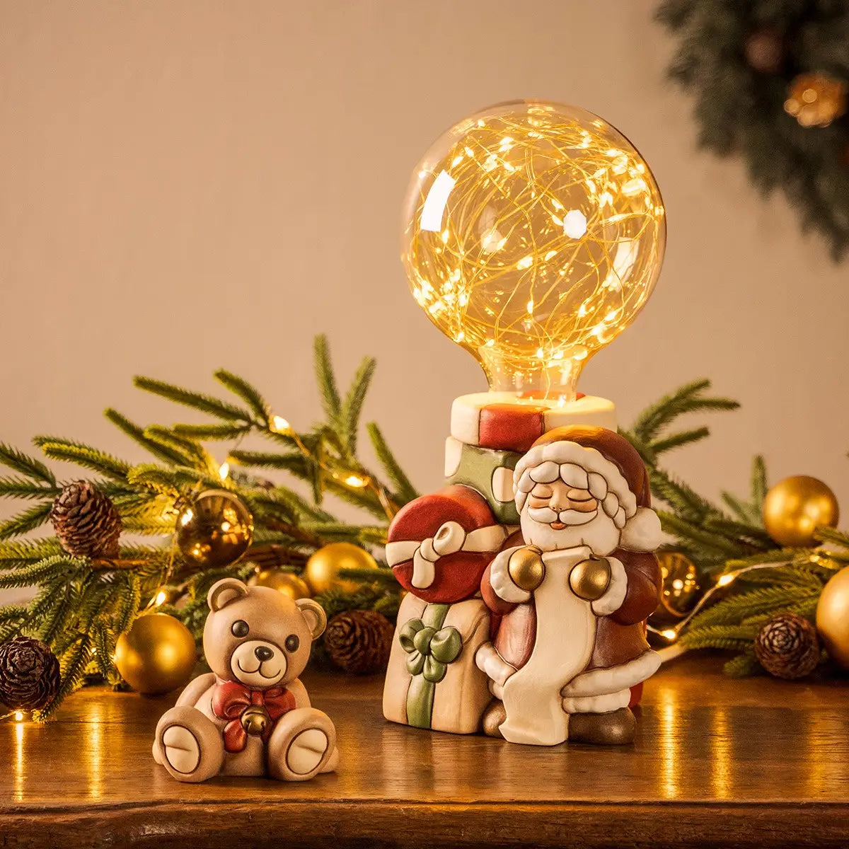 Teddy Natale con Fiocco in Ceramica, Piccolo